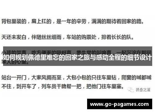 如何规划佩德里难忘的回家之旅与感动全程的细节设计