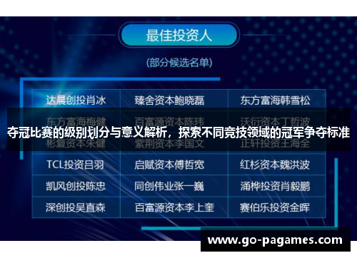 夺冠比赛的级别划分与意义解析，探索不同竞技领域的冠军争夺标准