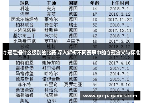 夺冠是指什么级别的比赛 深入解析不同赛事中的夺冠含义与标准